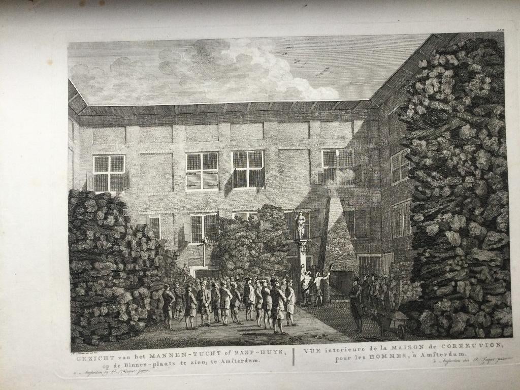 Amsterdam, Heiligeweg, Rasphuis, Fouquet,1783, Antiek en Kunst, Kunst | Etsen en Gravures, Stadsgezicht, 47 cm, Origineel, 33 cm