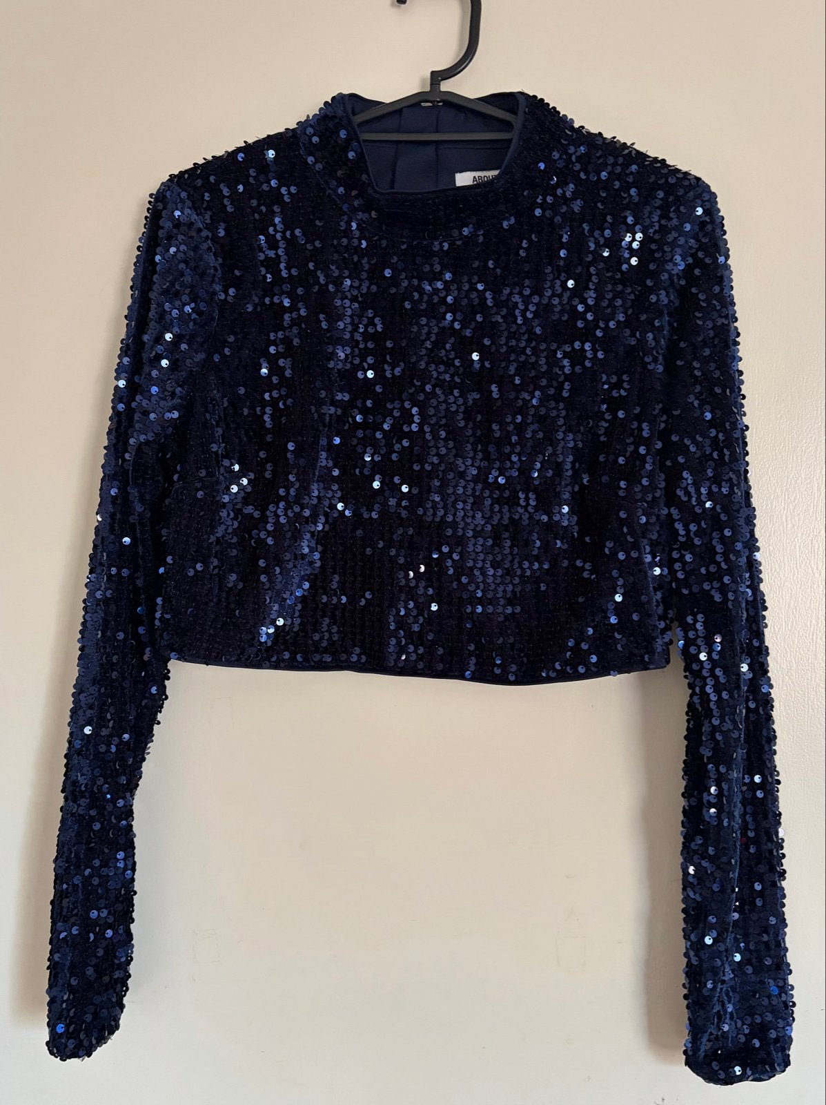 ABOUT YOU Cropped Top met Pailletten - Maat 38, Kleding | Dames, Maat 38/40 (M), Blauw, Ophalen of Verzenden, Zo goed als nieuw