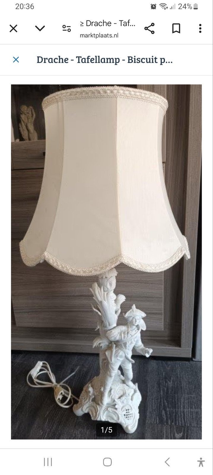 Drache Biscuit porseleinen beeld lamp .
 Zeer gedetailleerd., Huis en Inrichting, Lampen | Lampenkappen, Ophalen of Verzenden