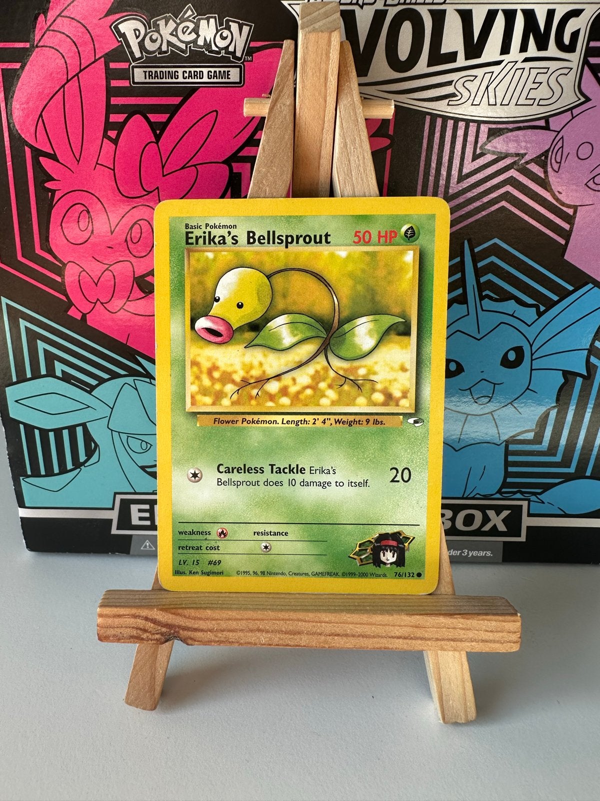 Erika's Bellsprout 76/132 Gym Heroes Pokémon Kaart GD, Ophalen of Verzenden, Gebruikt, Losse kaart