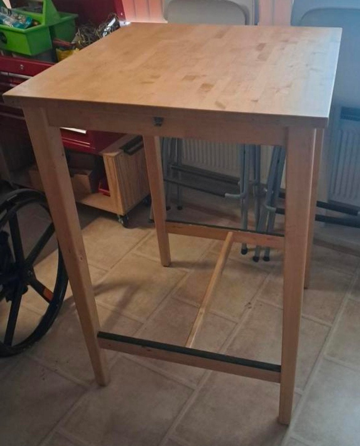 Hoge tafel / bartafel met 4 krukken - 70x70x103cm, Huis en Inrichting, Tafels | Eettafels, Ophalen of Verzenden, Rechthoekig, 100 tot 150 cm