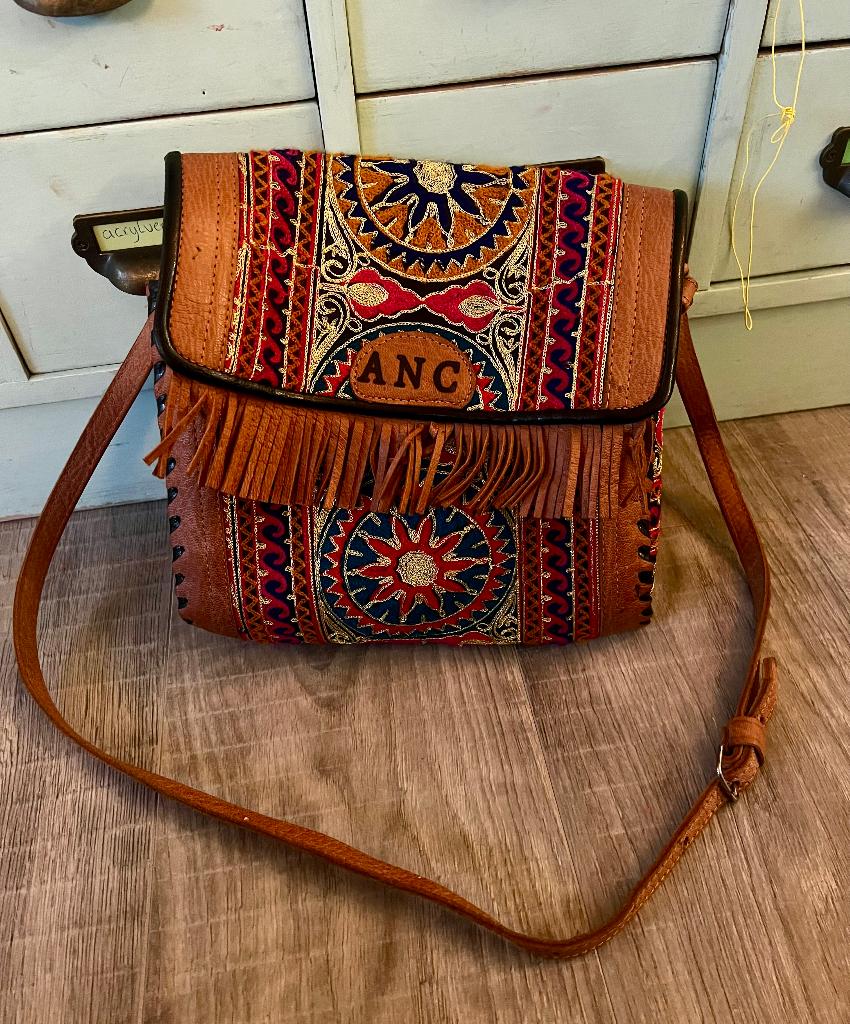 Vintage retro boho hippie gave geborduurd Ibiza tas damestas, Sieraden, Tassen en Uiterlijk, Tassen | Damestassen, Ophalen of Verzenden