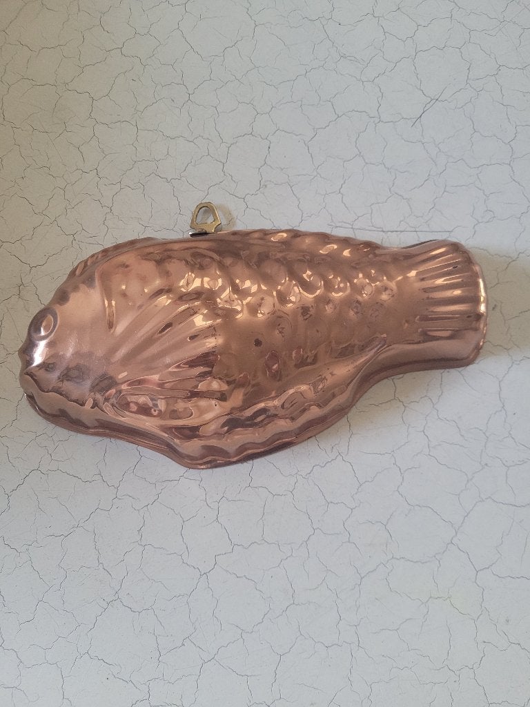 Vintage koperen vis decoratief aan een wildkroon, Heikant 21 Kaatsheuvel, Overige typen, Belle Vieille Brocante, Ophalen of Verzenden