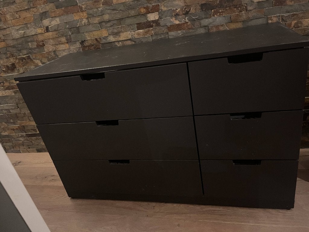 IKEA NORDLI ladekast – 6 lades – 120 cm breed - Antraciet, Huis en Inrichting, Kasten | Ladekasten, Ophalen, Gebruikt, 100 tot 150 cm