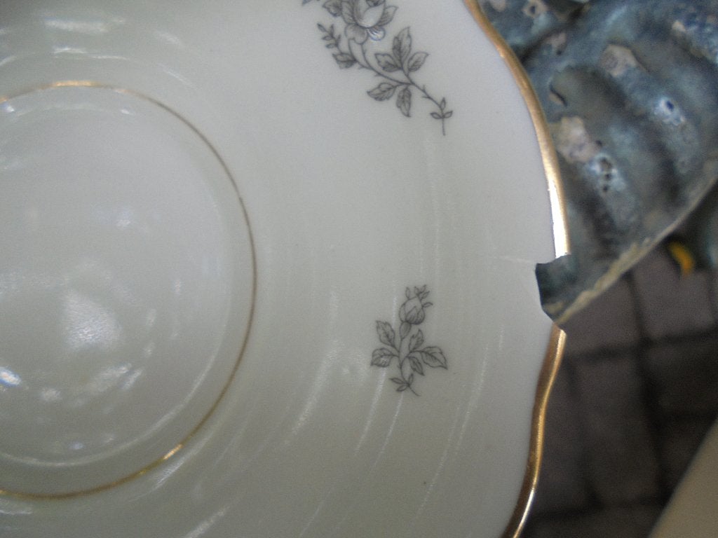Foto 12 van Theeservies Winterling Bavaria grijze roosjes en goud deco