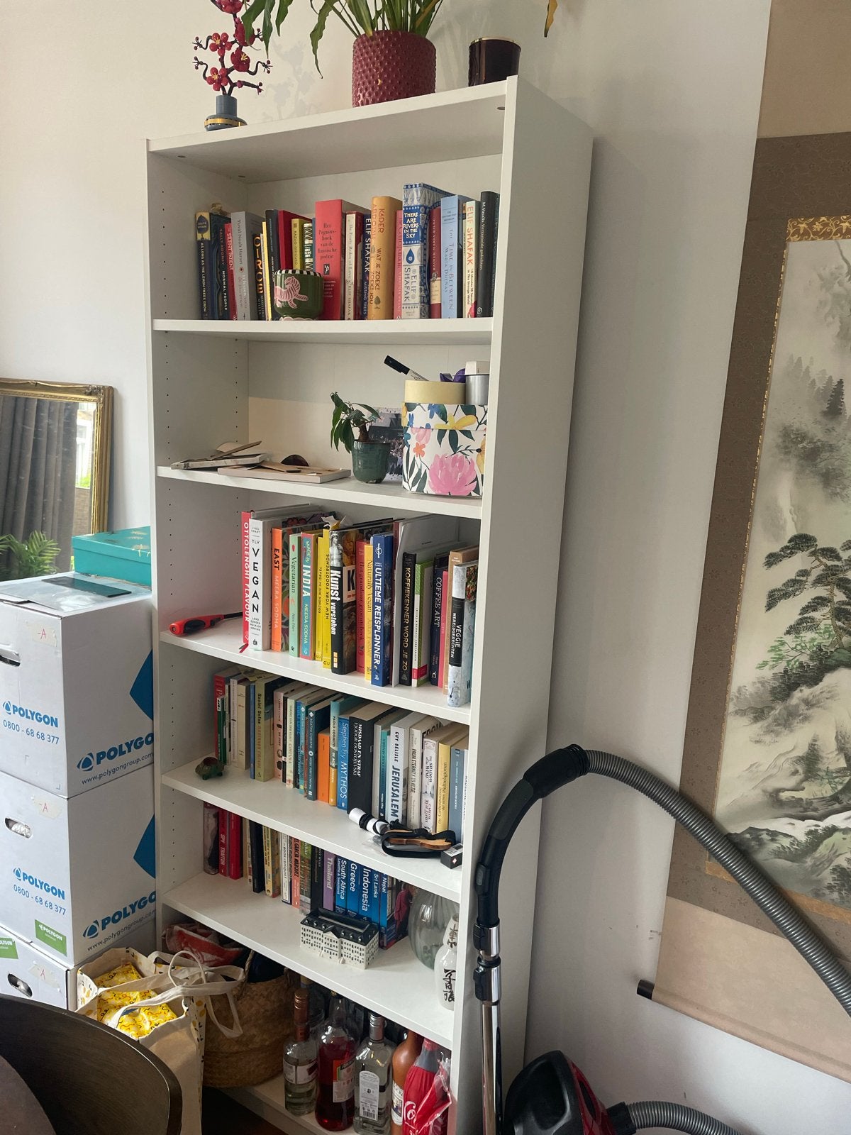 Witte Boekenkast met Verstelbare Planken IKEA billy, Huis en Inrichting, Ophalen, Met plank(en), Gebruikt, 200 cm of meer