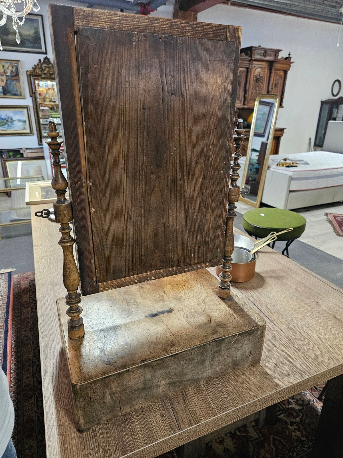 Antieke Scheerspiegel met Lade - 71x42x28 cm, Ophalen of Verzenden