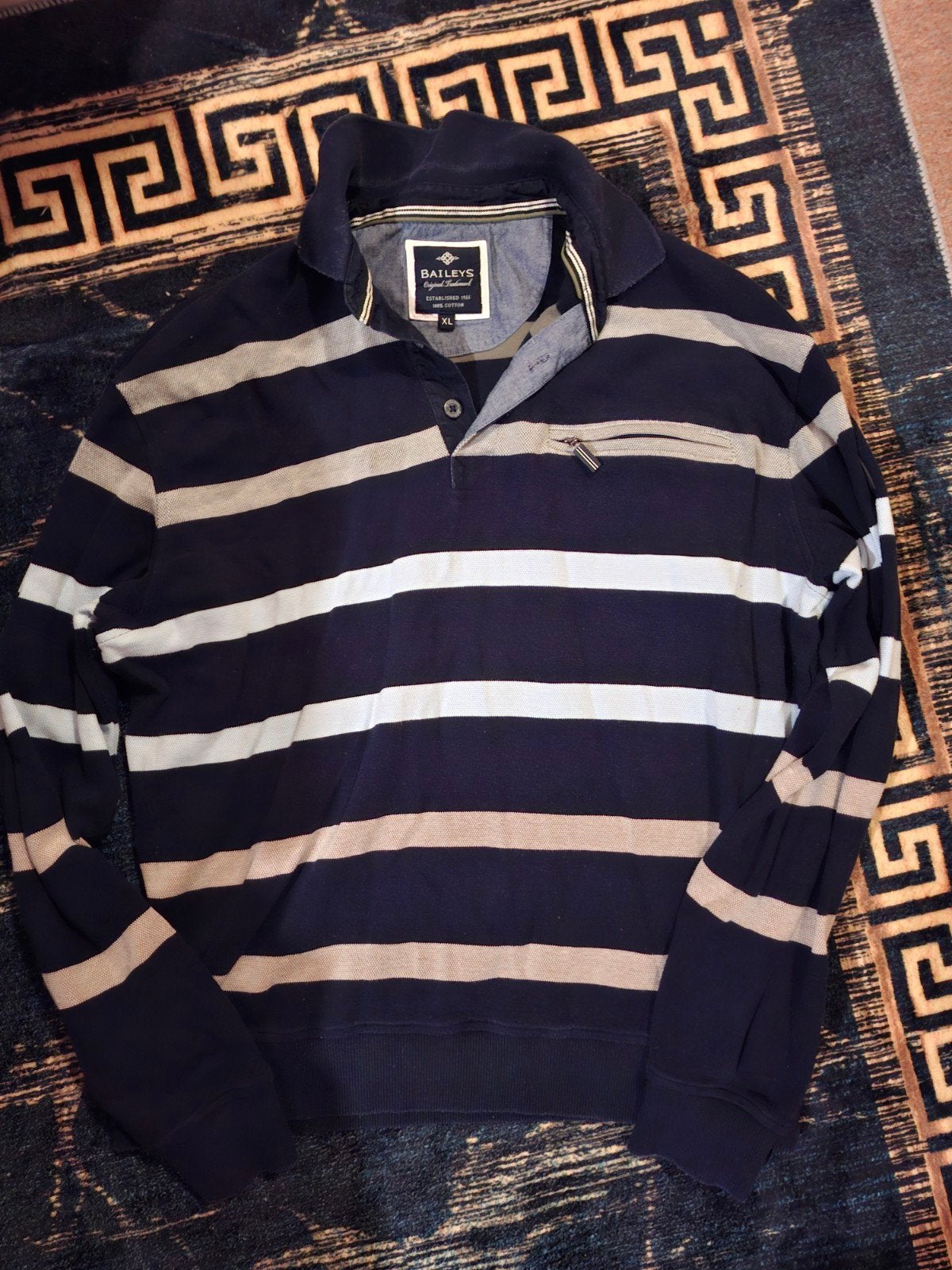 Baileys gestreept poloshirt lange mouw XL, Maat 56/58 (XL), Baileys, Zo goed als nieuw, Meerkleurig