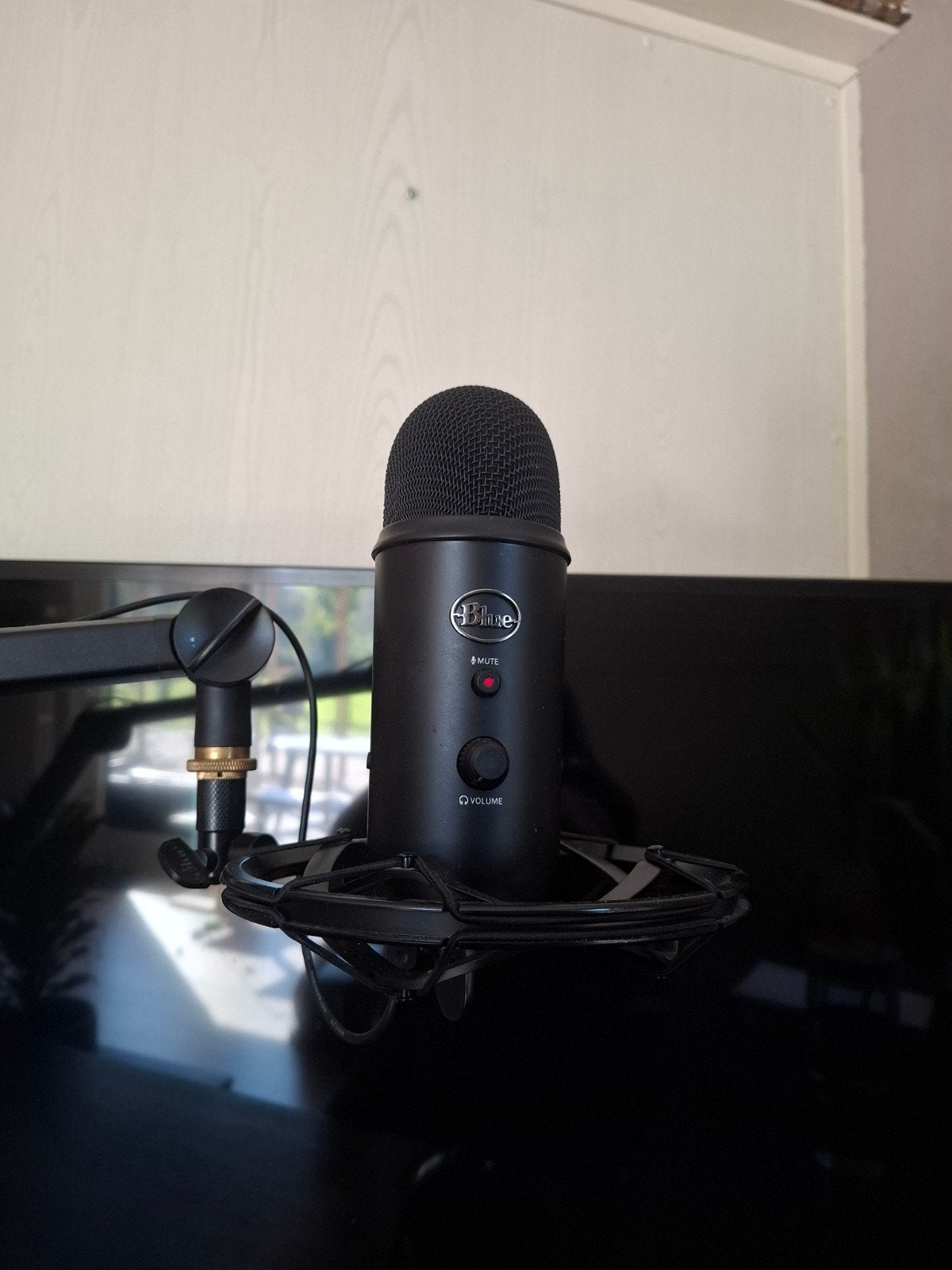Blue Yeti Microfoon met Arm, Shock Mount en USB Kabel, Ophalen, Zo goed als nieuw, Studiomicrofoon