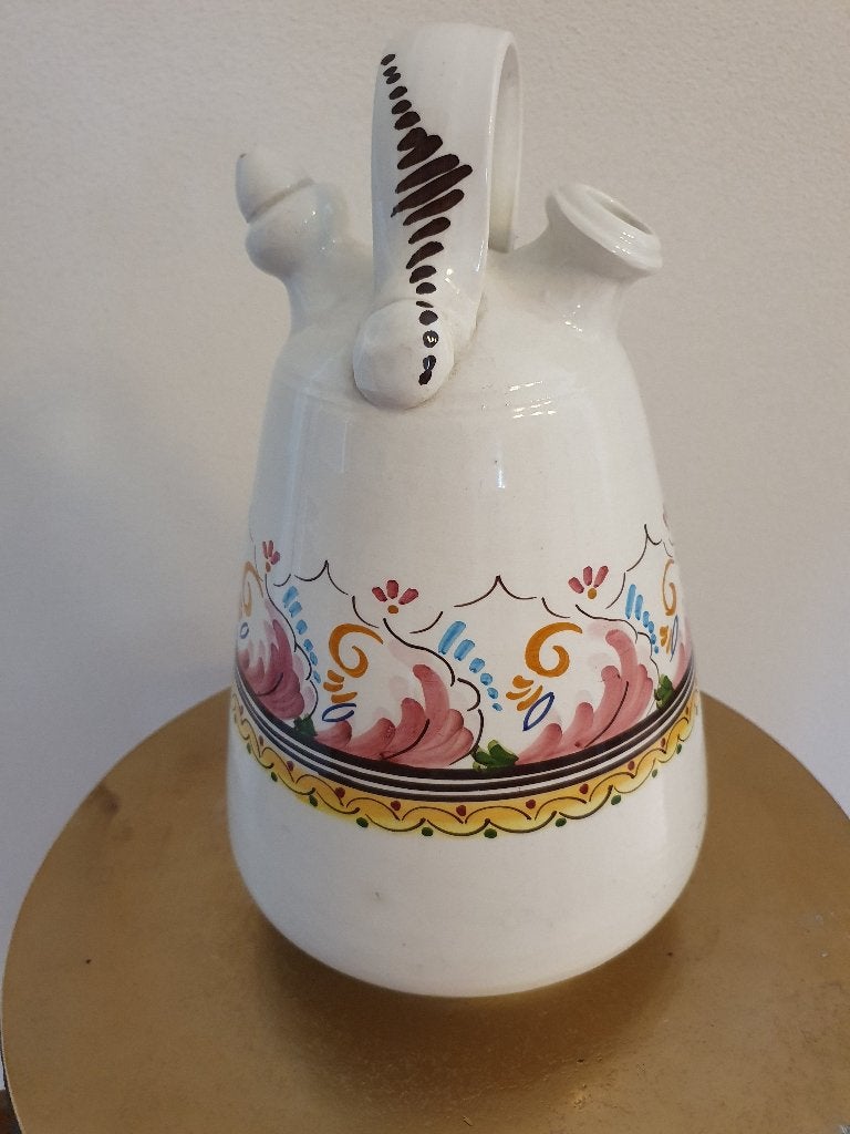 Handbeschilderde Spaanse aardewerk kan (botijo), Ophalen of Verzenden