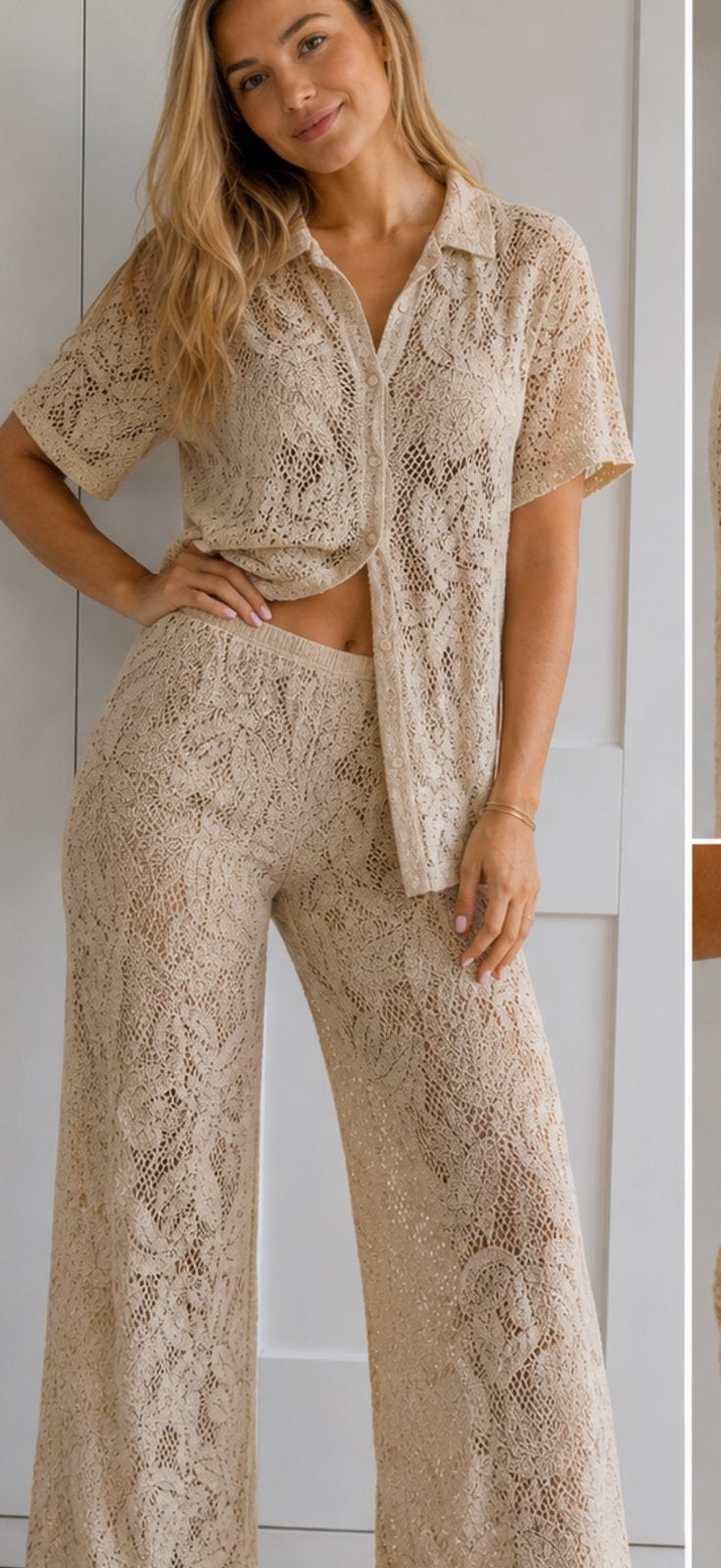 * nieuw* 2 Dlg gehaakt beige/ creme Sophie& me pak, Kleding | Dames, Ophalen of Verzenden, Nieuw, Maat 38/40 (M), Beige
