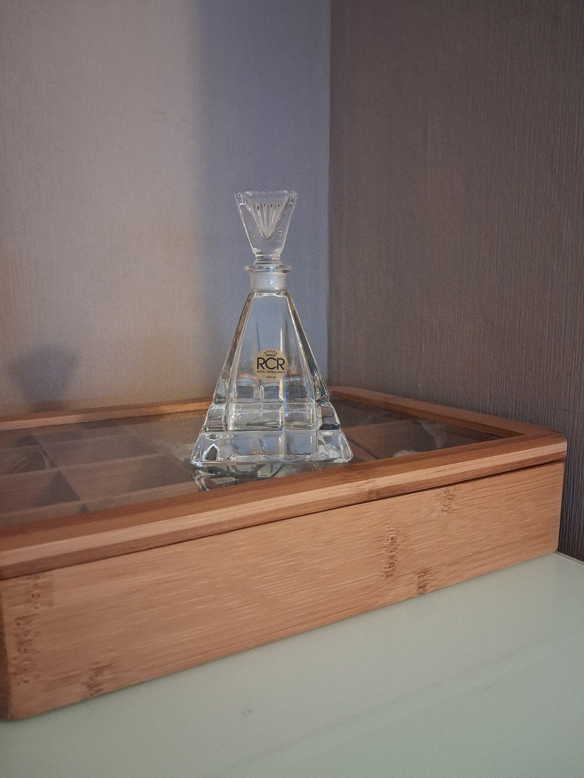Vintage RCR Royal Crystal Rock parfumkaraf uit Italië, Antiek en Kunst, Antiek | Glas en Kristal, Ophalen of Verzenden