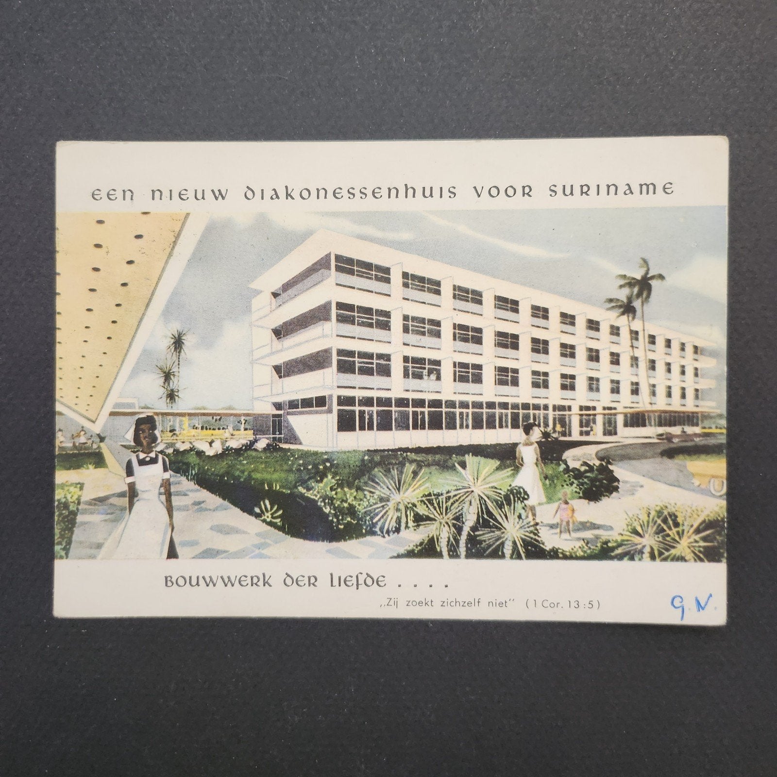 Oude Ansichtkaart: Diaconessenhuis Suriname (1961), Verzenden, 1960 tot 1980, Gelopen