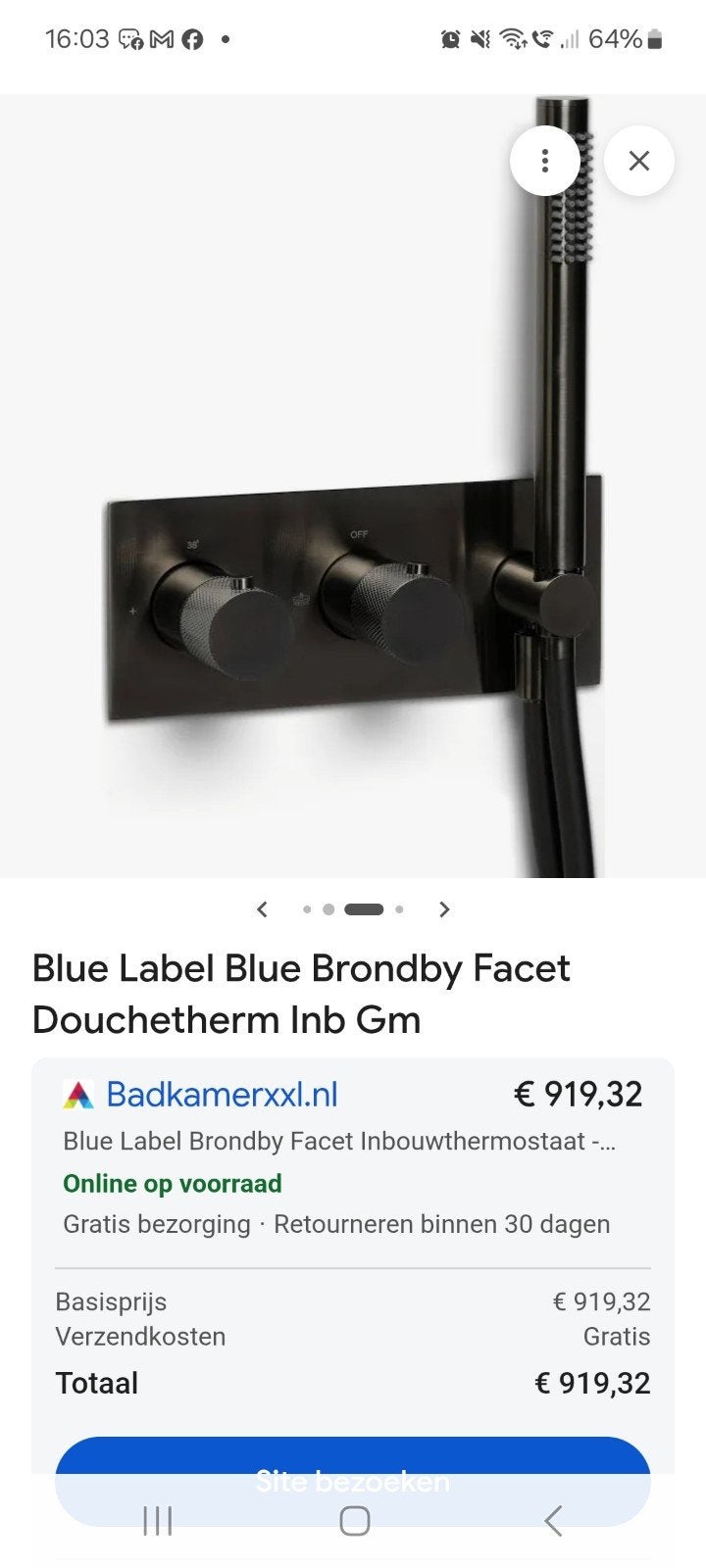Nieuwe Gun Metal inbouwdouche Bleu Label by Brondy, Verzenden, Nieuw, Met douche