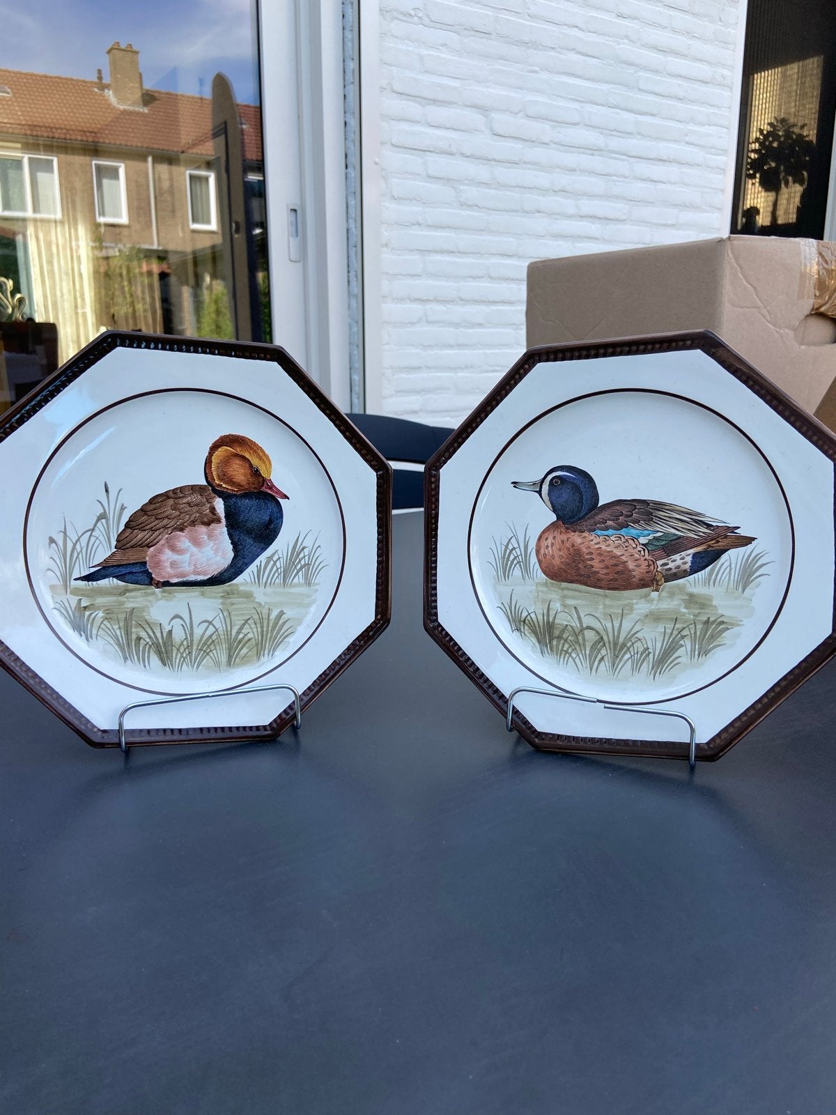 Vintage decoratieve wandborden met eenden (set van 2), Ophalen of Verzenden