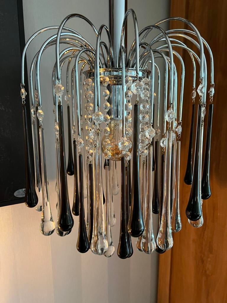 Schitterende Bicolour Murano Teardrops Kroonluchter, Ophalen, Gebruikt, Glas, Italiaanse Murano Paolo Venini