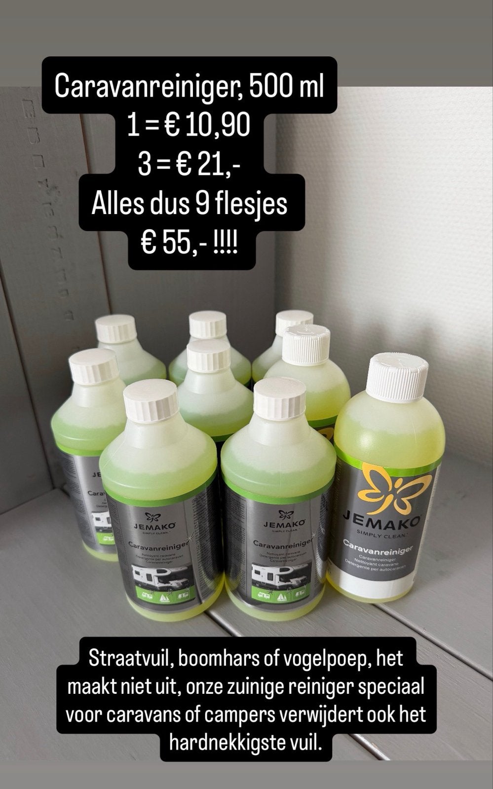 JEMAKO Caravanreiniger 500 ml - Set van 9 flessen, Caravans en Kamperen, Ophalen of Verzenden, Nieuw