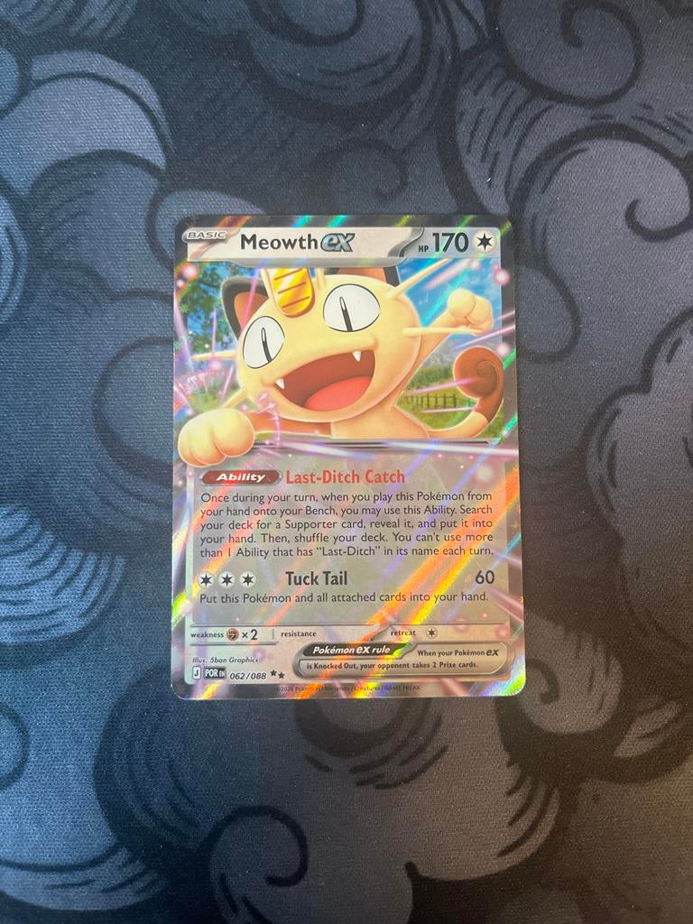 Meowth EX 062/088, Ophalen of Verzenden, Gebruikt, Losse kaart, Foil