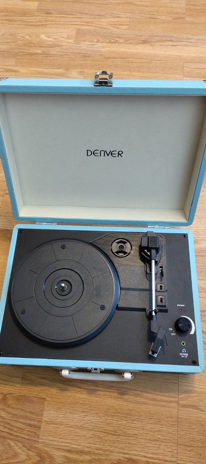 Denver Platenspeler in Koffer - Lichtblauw, Audio, Tv en Foto, Platenspelers, Ophalen, Zo goed als nieuw, Platenspeler, Overige merken