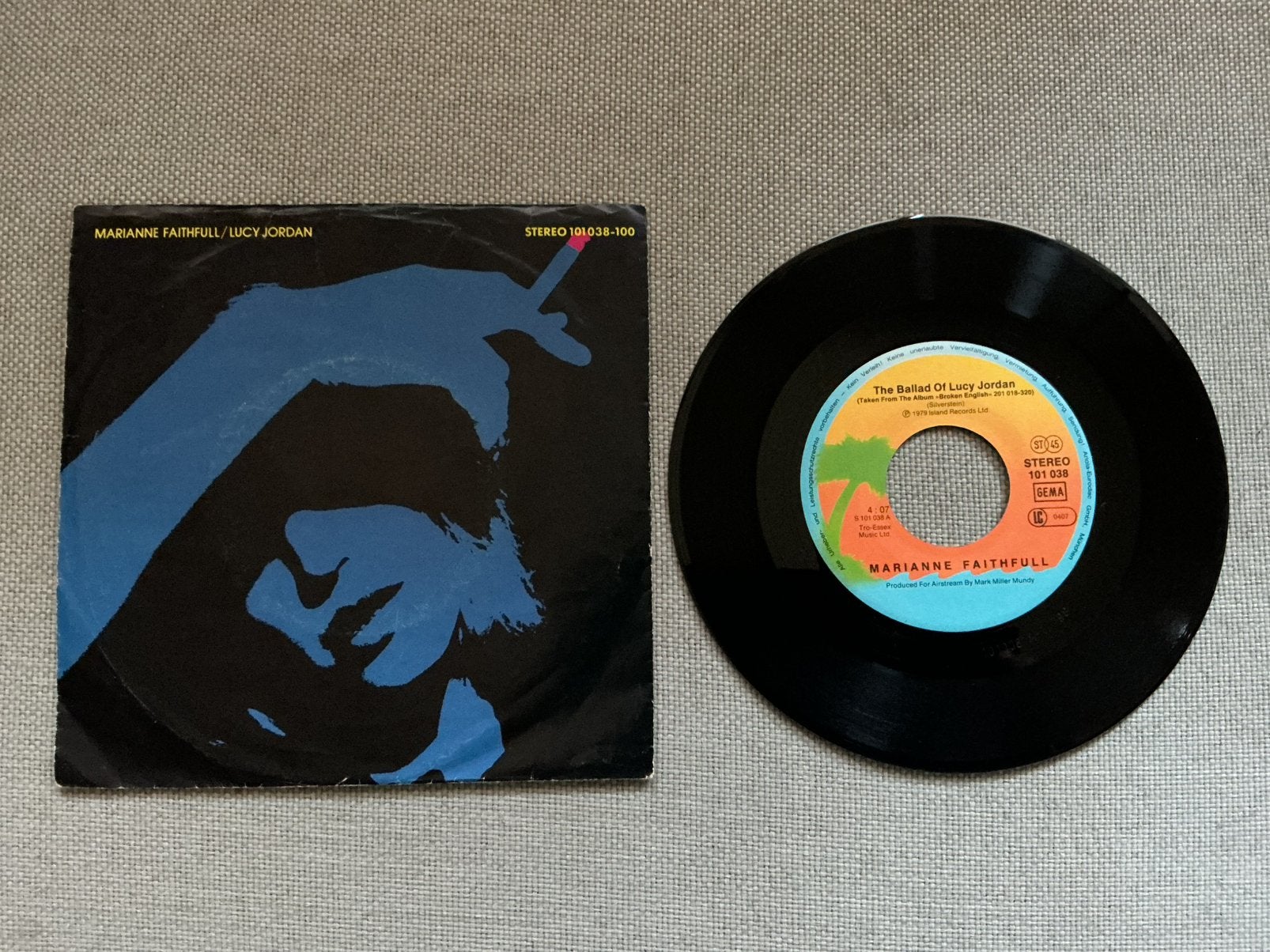 Marianne Faithfull single vinyl. The balled of Lucy Jordan., Ophalen of Verzenden, Gebruikt, Pop