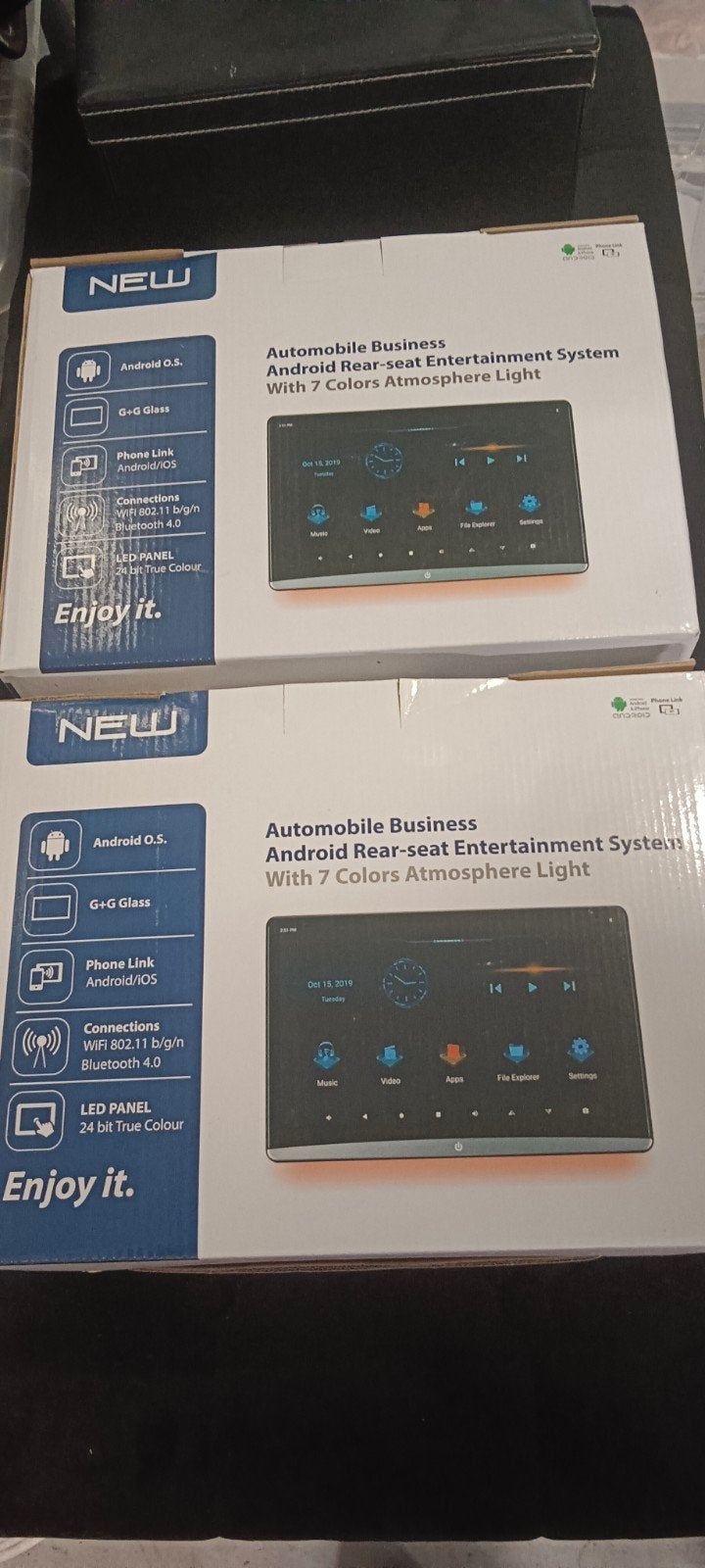 2x 13.3" Android Auto Hoofdsteun Scherm – Seat Entertainment, Ophalen, Zo goed als nieuw