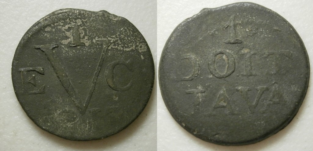 PD11451 Tinnen Duit VEIC Java 1813, Postzegels en Munten, Munten | Nederland, Ophalen of Verzenden, Vóór koninkrijk, 1 cent, Losse munt
