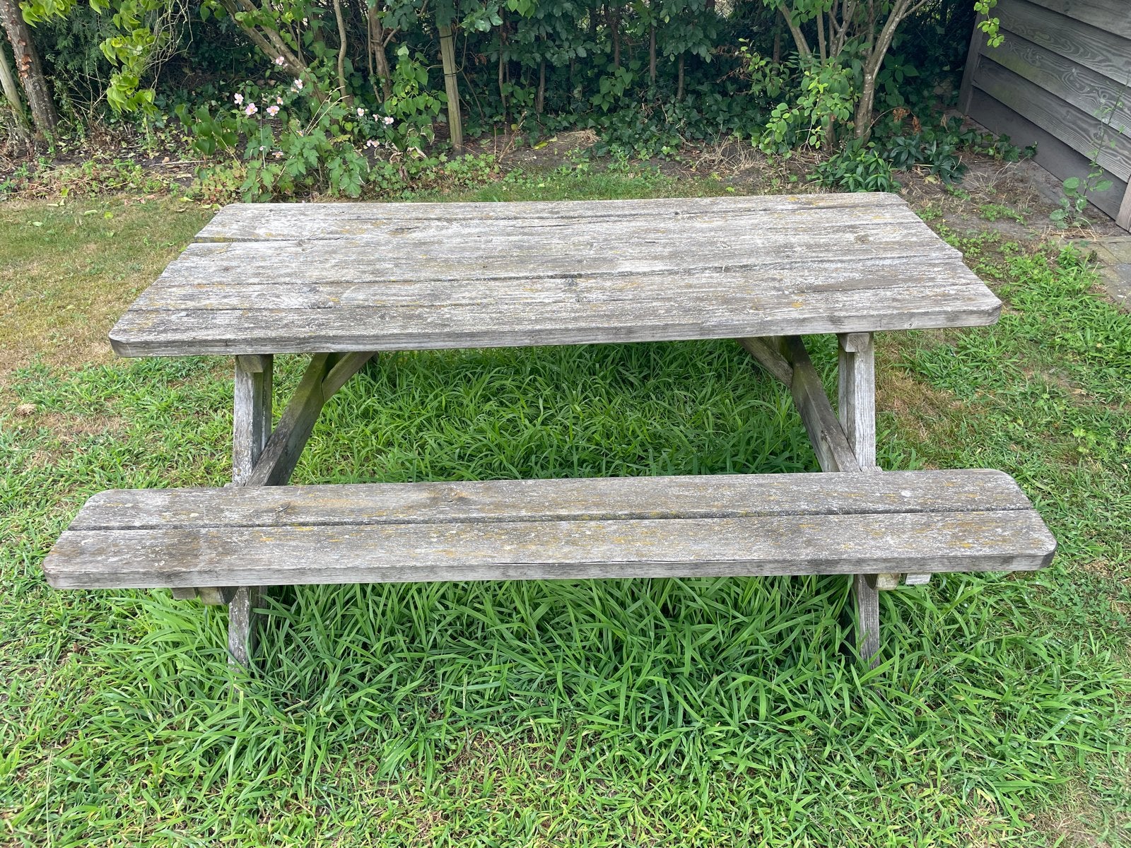 Robuuste houten picknicktafel voor buiten, Ophalen, Gebruikt, Rechthoekig, Hout