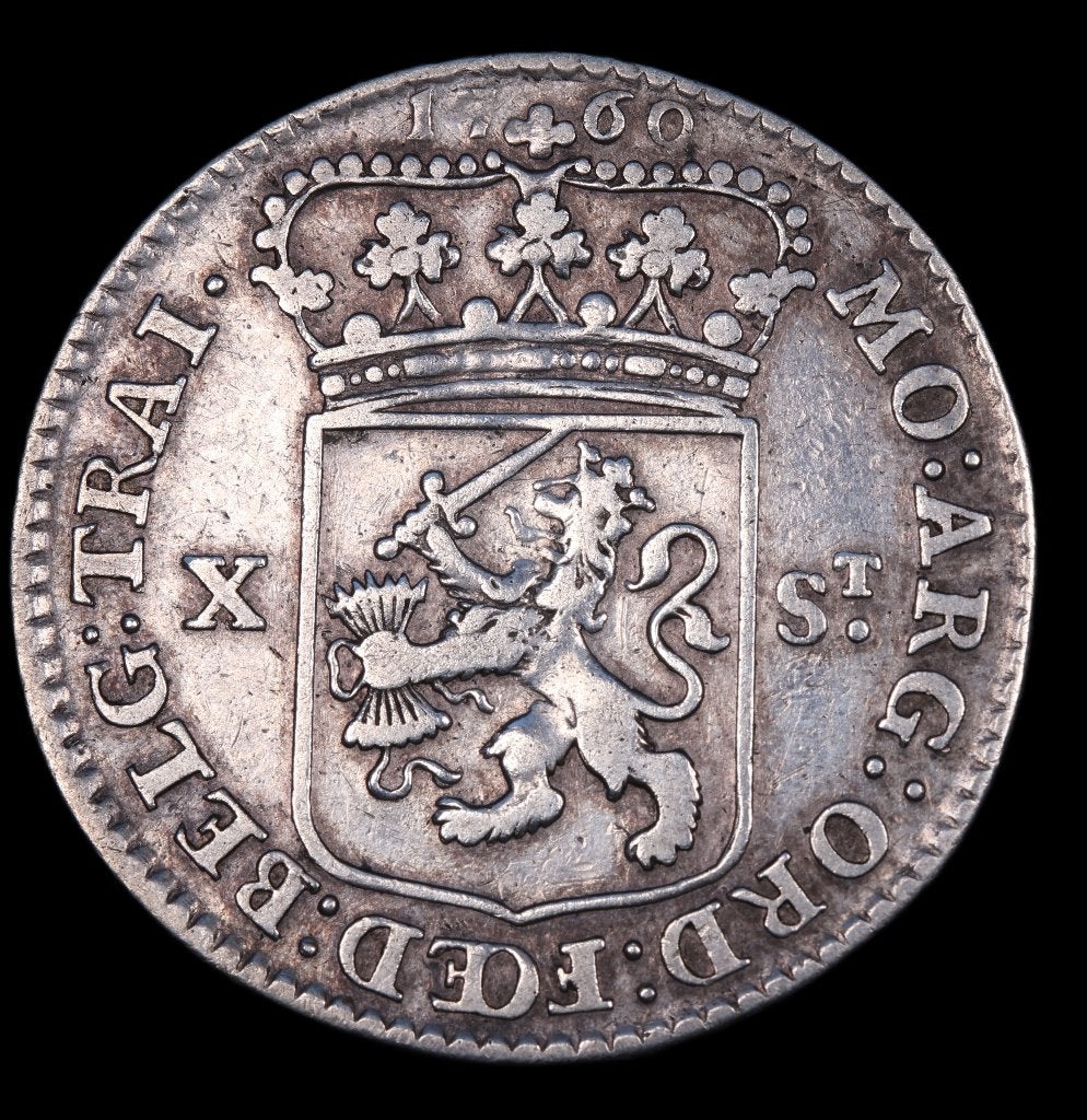 10 stuiver Utrecht, 1760. Fr/ Zfr., ½ gulden, Vóór koninkrijk, Zilver, Ophalen of Verzenden