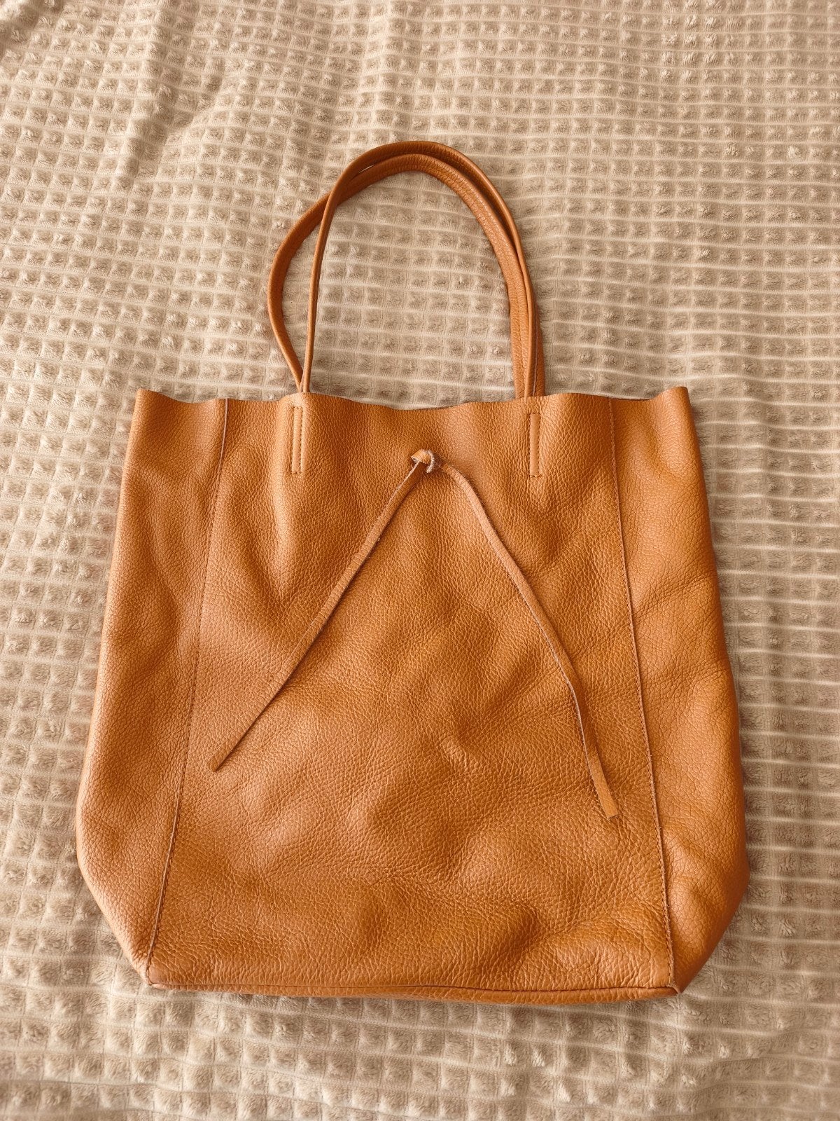 Leren Shopper Tas - Cognac Kleur, Ophalen of Verzenden, Zo goed als nieuw, Bruin, Shopper