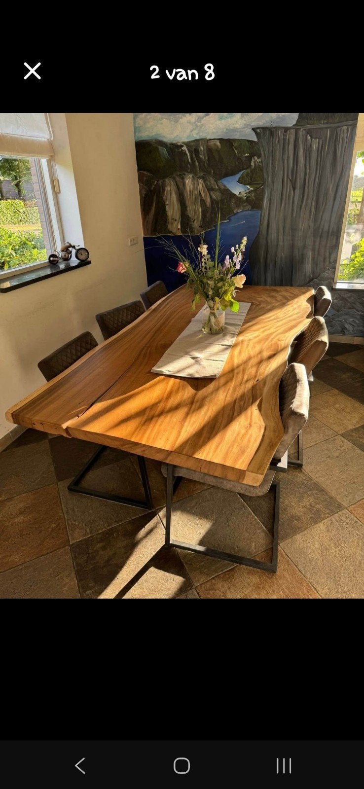 boomstamtafel 252x119 cm, Huis en Inrichting, Ophalen, Gebruikt, 200 cm of meer, 50 tot 100 cm