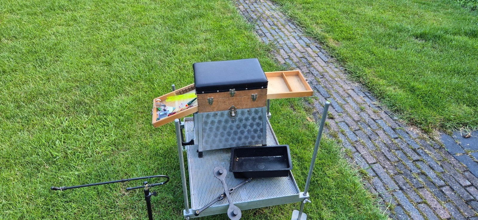 Viskoffer met plateau, visstoel en kinderset, Ophalen, Gebruikt, Koffer of Tas