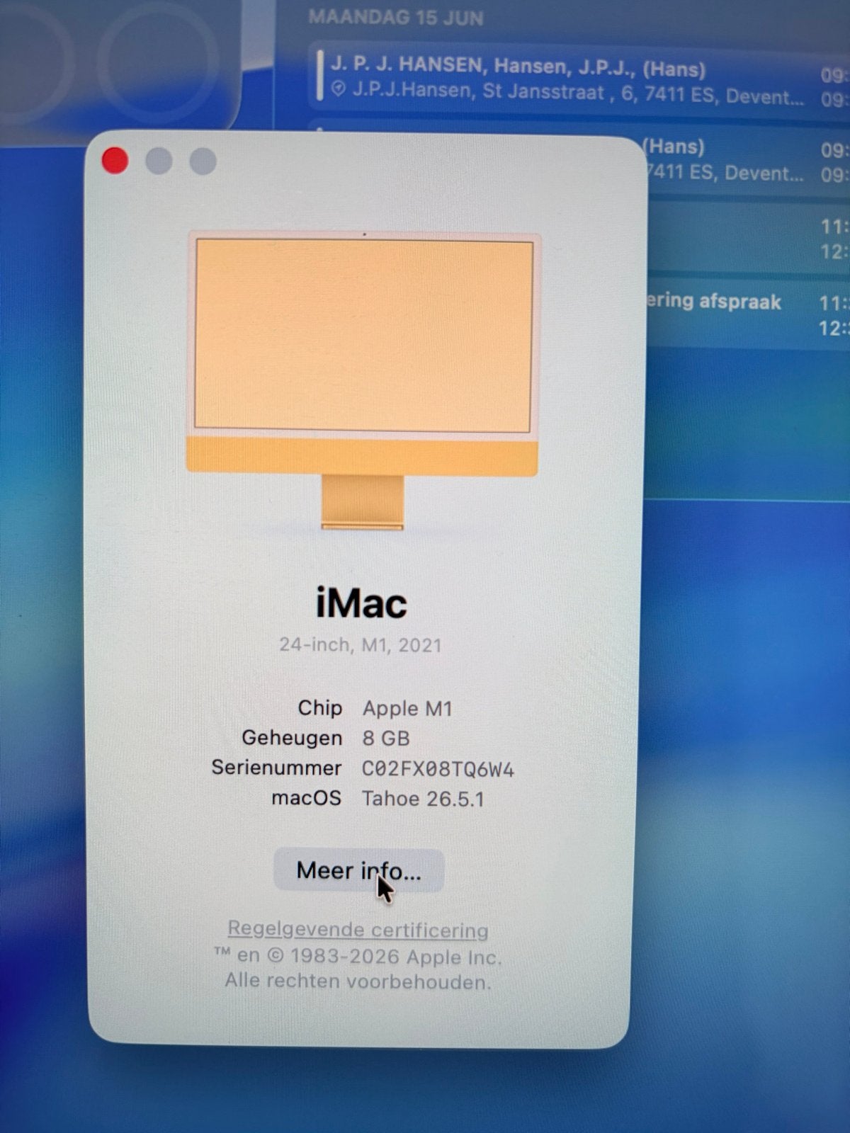 iMac 24-inch M1 2021 - 8GB RAM, 500GB Opslag, Ophalen, 8 GB, IMac, 24 inch