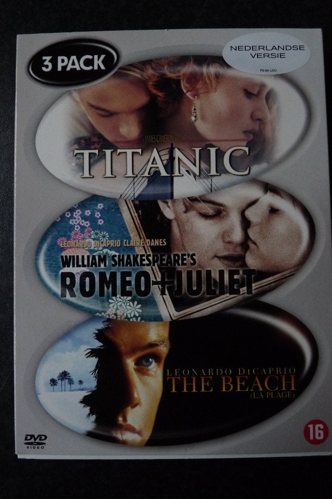 z.g.a.n dvd box 3 pack, Titanic, Romeo + Juliet, The Beach,, Vanaf 16 jaar, Ophalen of Verzenden, Zo goed als nieuw
