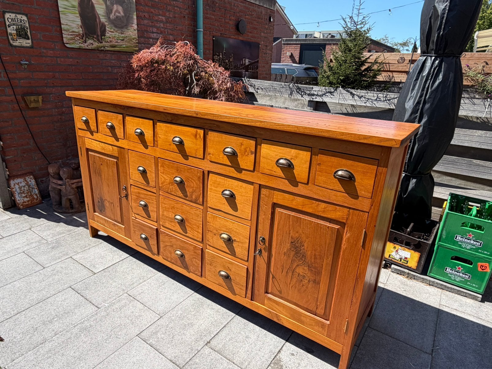 Dressoir/ladenkast een oude teak kast uit uk met een verhaal, Ophalen of Verzenden, Zo goed als nieuw, 25 tot 50 cm, 100 tot 150 cm