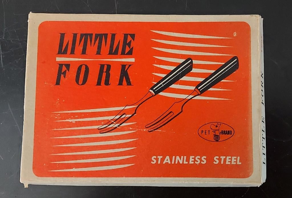 Retro vintage doosje 12 vorkjes Little Fork, Ophalen of Verzenden, Huis en Inrichting