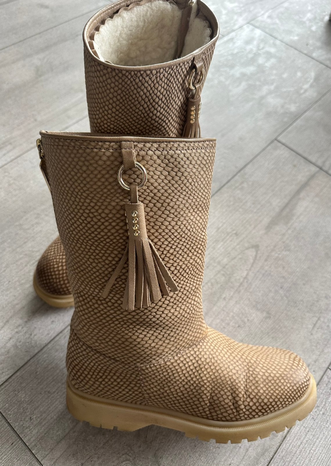 CHA - Label , leren boots , gevoerde laarsjes , maat 39, Bruin, Lage of Enkellaarzen, Ophalen of Verzenden, Zo goed als nieuw