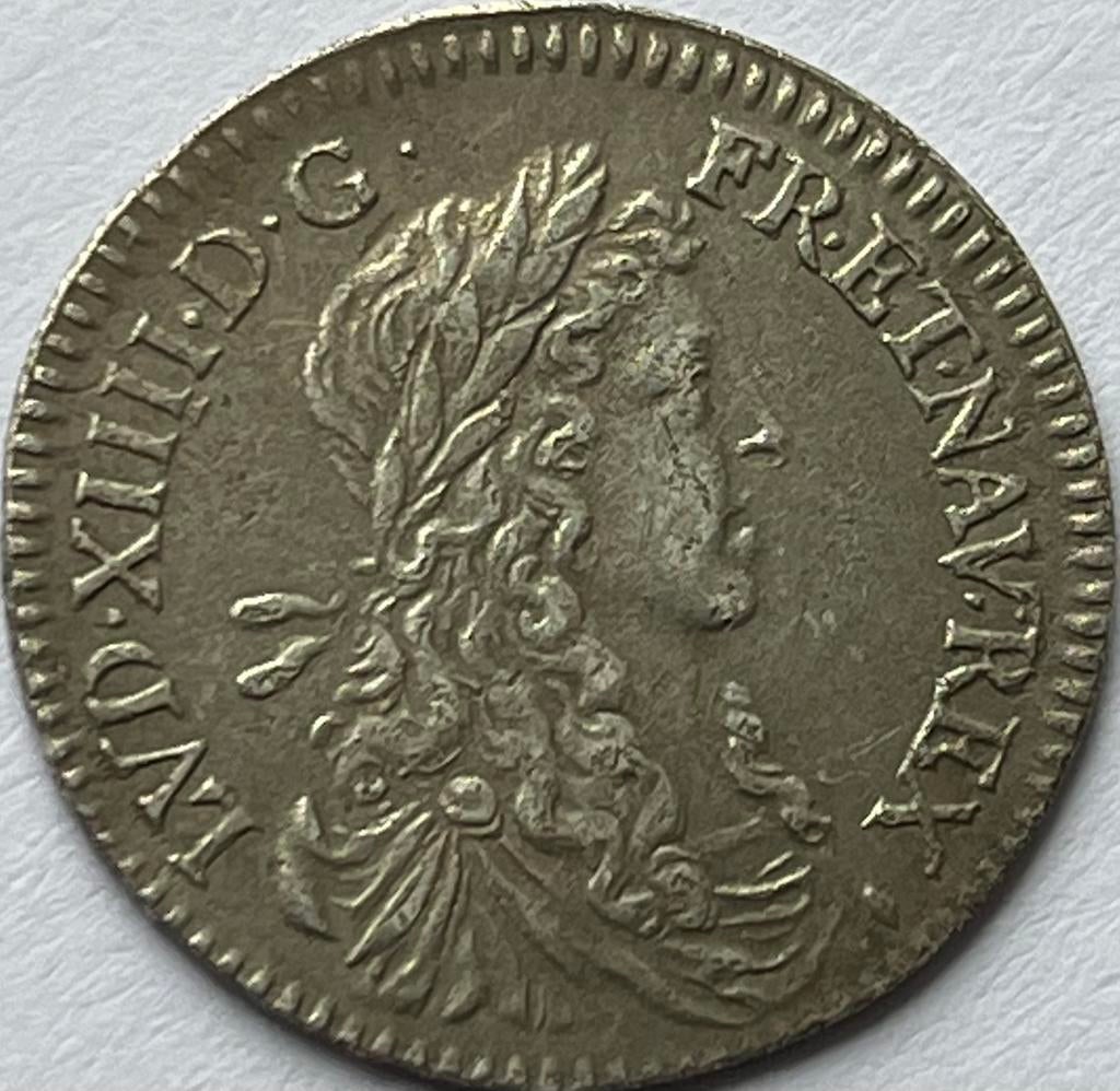 Frankrijk zilveren 1/12e ecu 1662 Lodewijk XIV, Postzegels en Munten, Ophalen of Verzenden, Frankrijk, Losse munt, Zilver