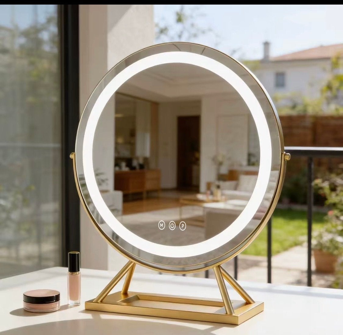 Ronde make-up spiegel met LED verlichting - Goud, Rond, Nieuw, Ophalen of Verzenden, Sera@live.nl