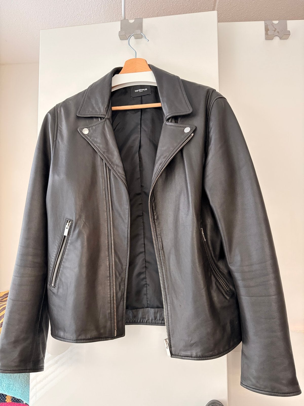 The Kooples Leren Jack - Zwart Lamsleer, Kleding | Heren, Jassen | Zomer, Ophalen of Verzenden, Zo goed als nieuw, Zwart