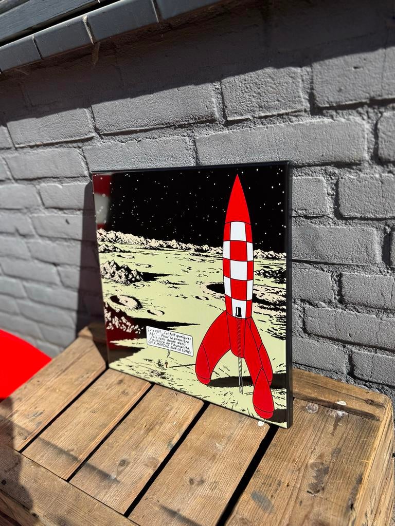 Kuifje op de maan raket emaille reclamebord, Ophalen, ., ., Kuifje