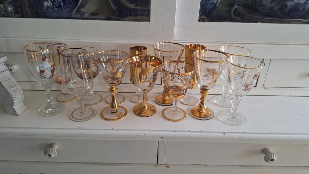 14 oude souvenir de Communion glazen, zie foto's, Ophalen of Verzenden, Gebruikt