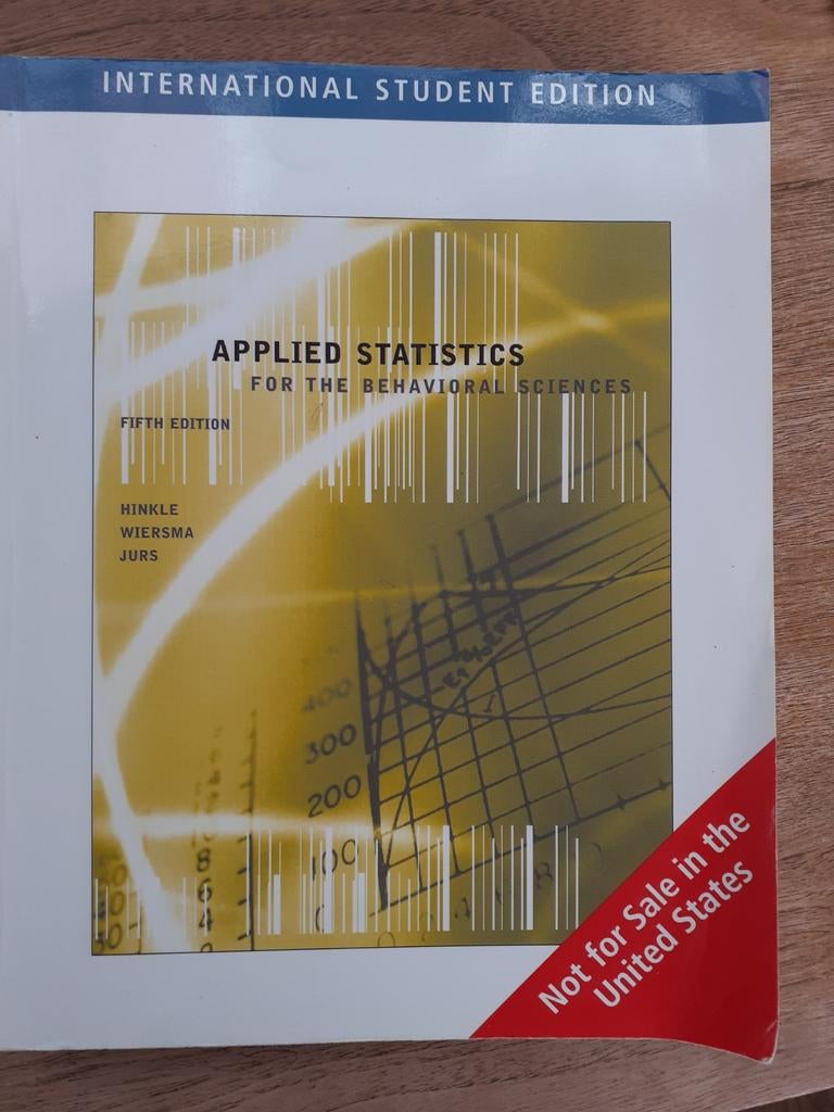 Applied Statistics for the Behavioral Sciences, Boeken, Ophalen of Verzenden