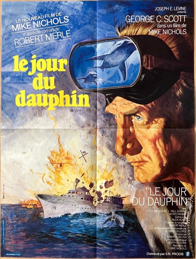 The Day of the Dolphin (1973) - Originele filmposter, Verzamelen, Verzenden, A1 t/m A3, Film en Tv, Rechthoekig Staand