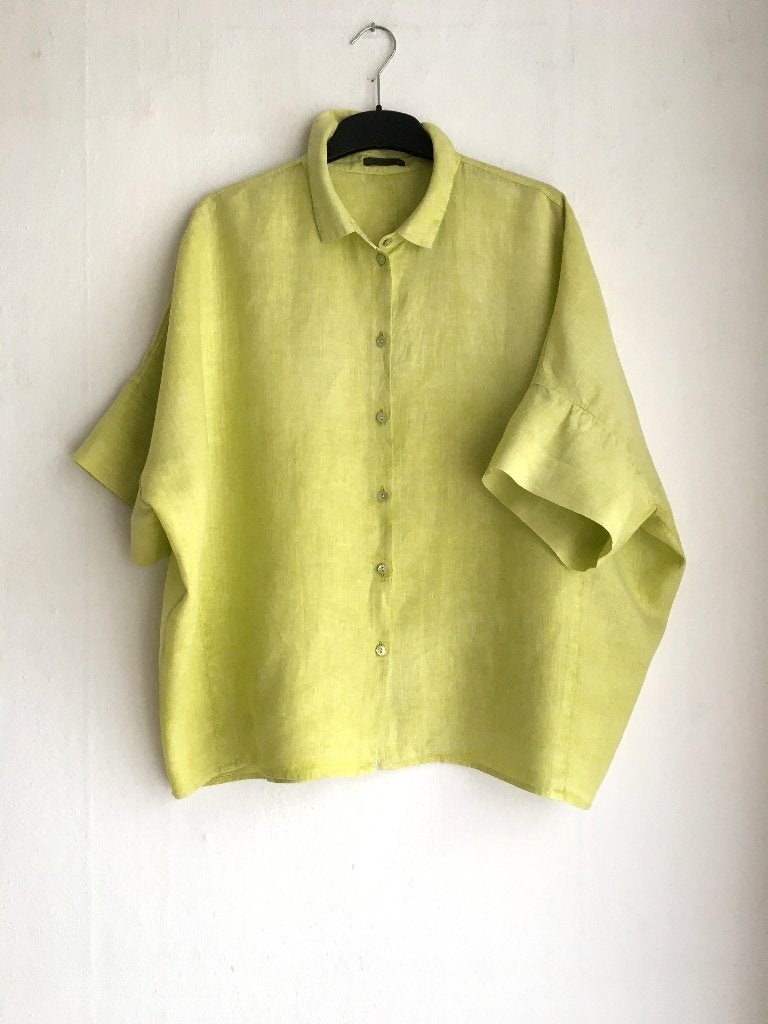 Linnen Bloes van Oska, Kleding | Dames, Grote Maten, Gedragen, Blouse of Tuniek, Geel, Ophalen of Verzenden