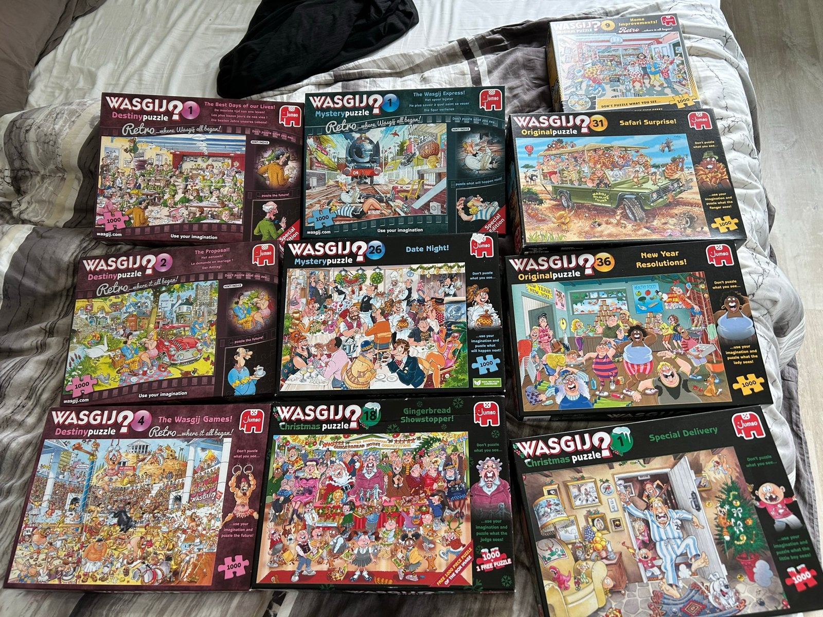 Grote collectie Wasgij puzzels (1000 stukjes), Ophalen, 500 t/m 1500 stukjes, Zo goed als nieuw, Legpuzzel