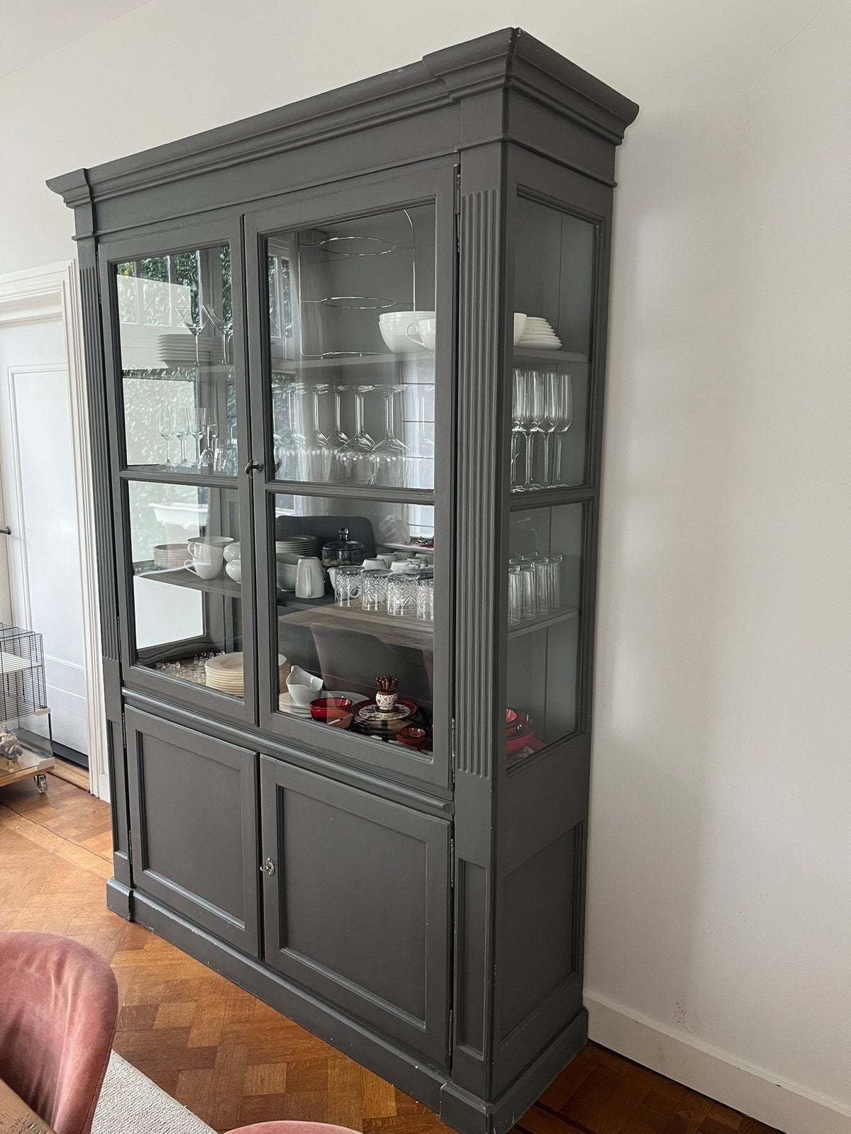 Prachtige landelijke kast met glazen deuren, Huis en Inrichting, Kasten | Buffetkasten, Ophalen, Gebruikt, 200 cm of meer, 150 tot 200 cm