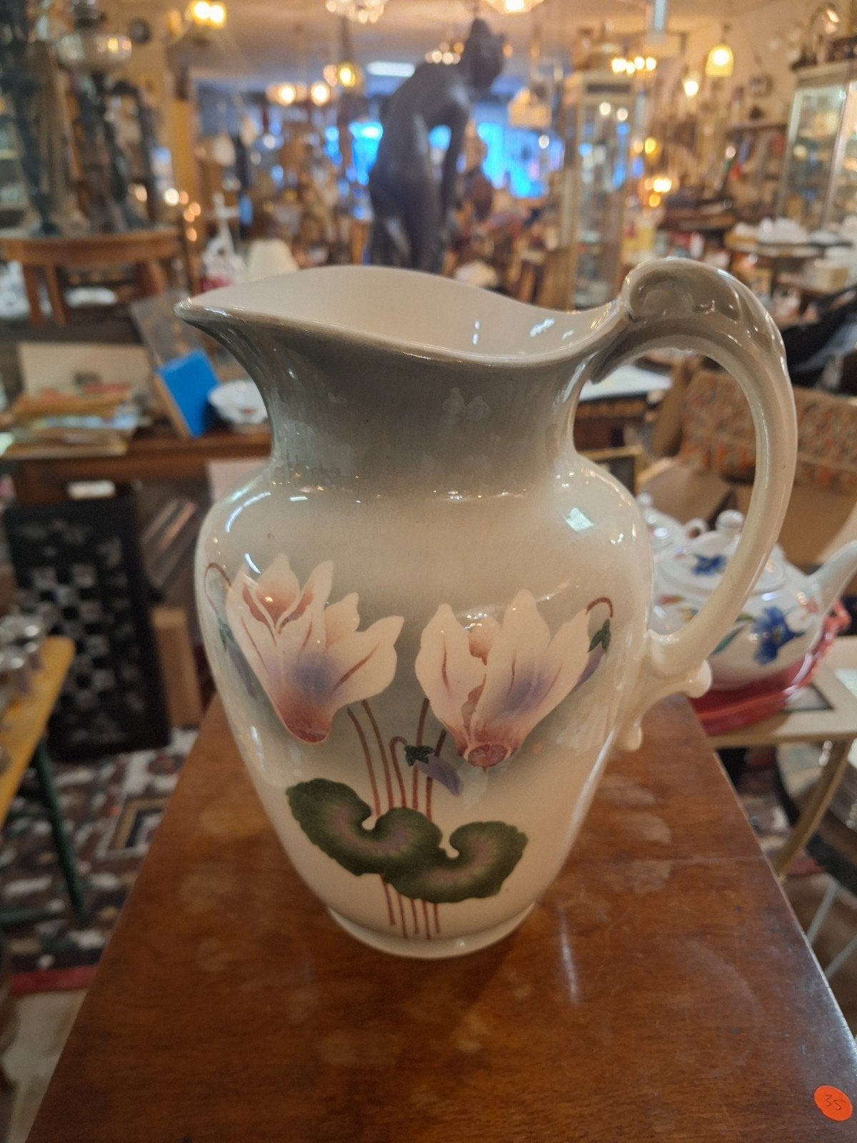 Antieke Villeroy & Boch waterkan met bloemmotief, Ophalen of Verzenden