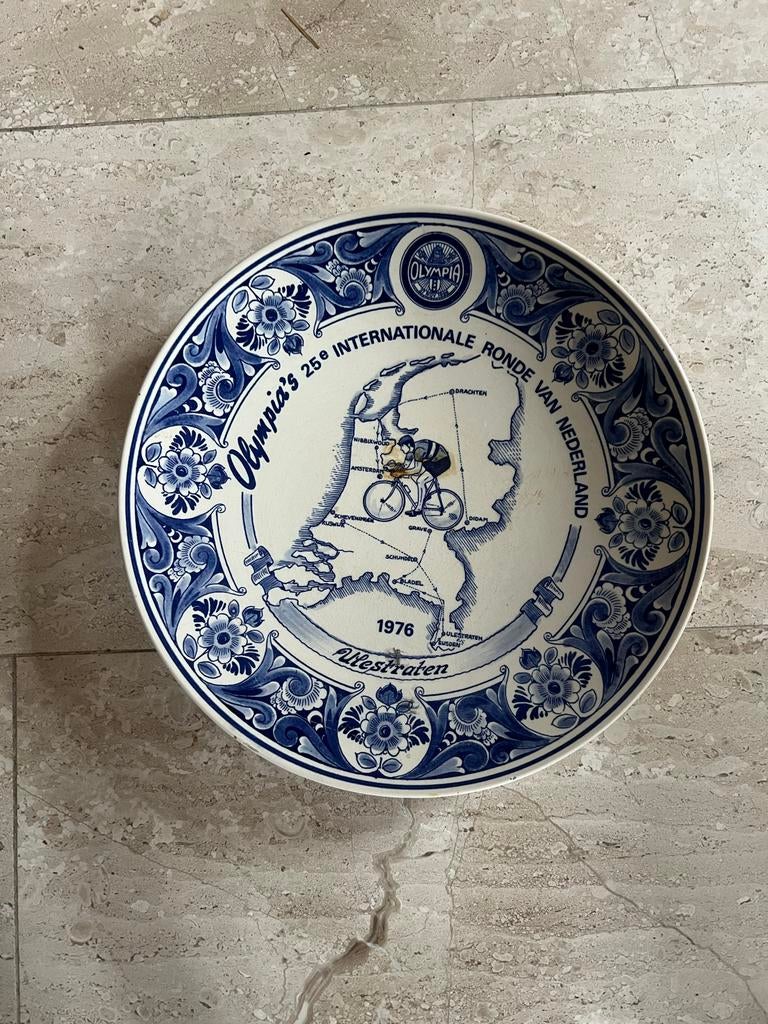 Delftsblauw bord "Olympia's Ronde van Nederland" 1976, Antiek en Kunst, Ophalen of Verzenden