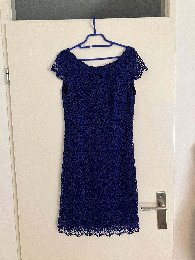 Mooie “gehaakte” jurk diepblauw maat 38, Maat 38/40 (M), Blauw, Ophalen of Verzenden, Zo goed als nieuw