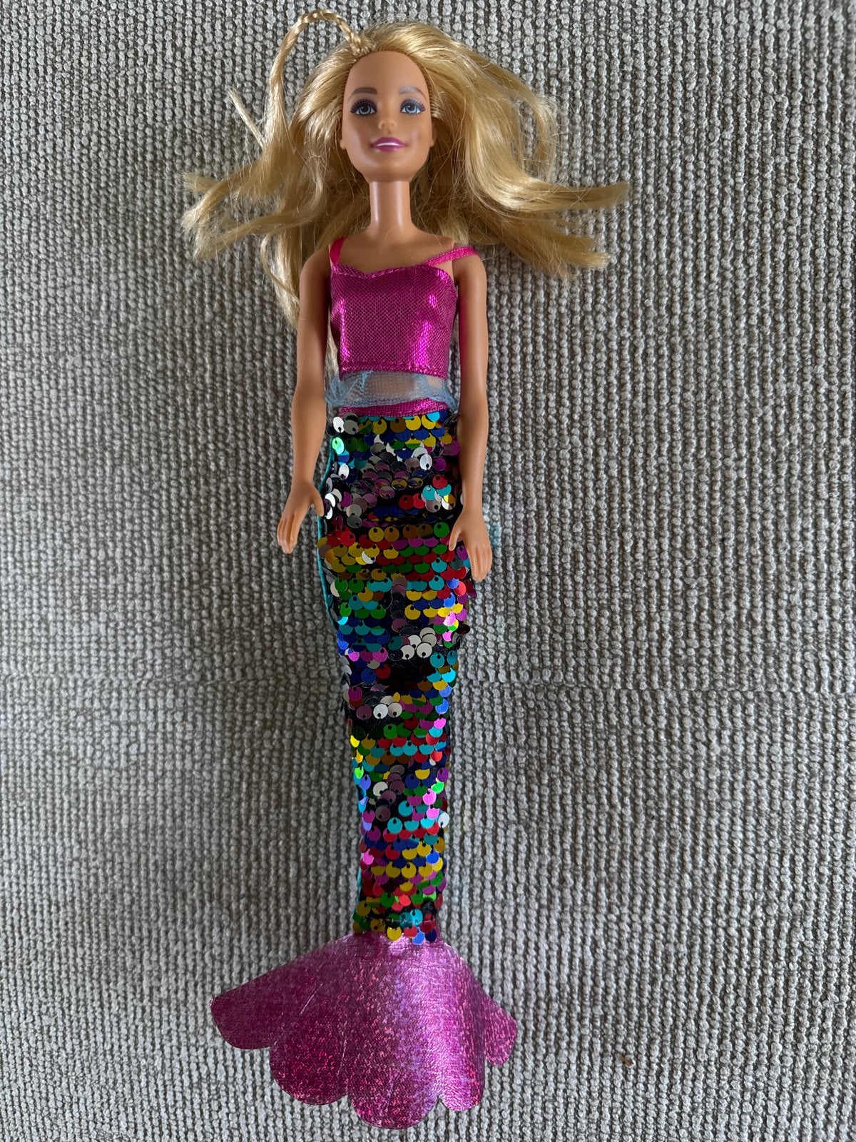 Barbie Zeemeermin Pop met Glitters en Roze Top, Ophalen of Verzenden, Gebruikt, Barbie